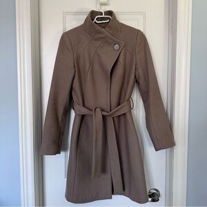 T Tahari Wool-Blend Belted Wrap Coat – Size Small